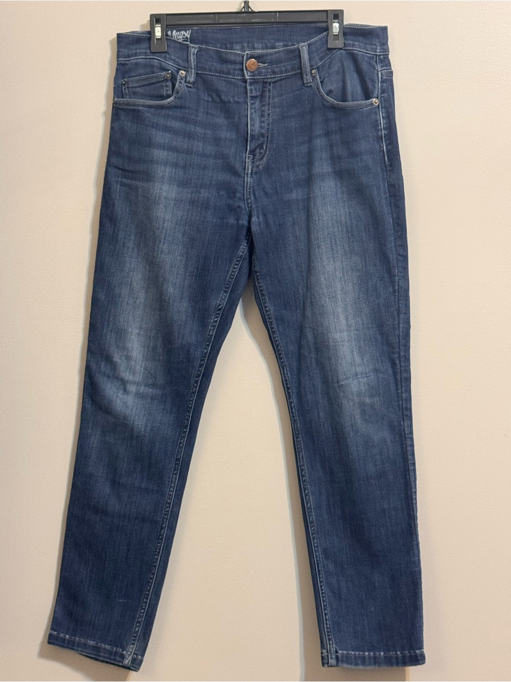 Mugsy Jeans Men’s Stretch Slim Straight Blue Denim Pants 34x30 Approx